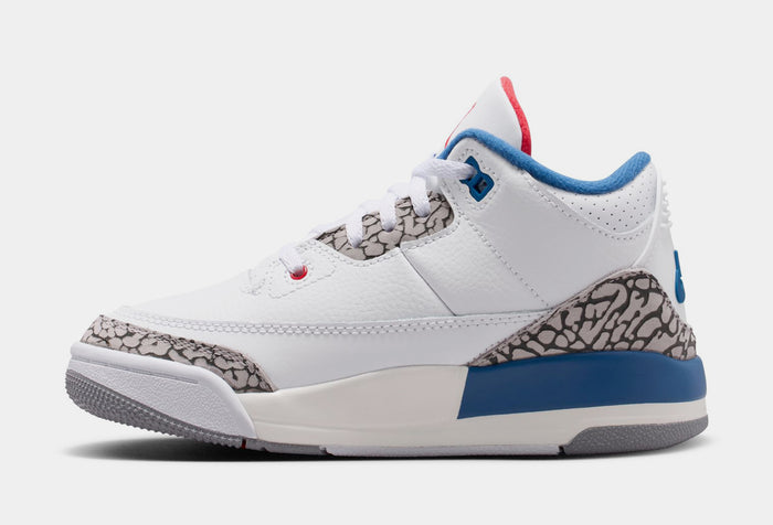 Air Jordan 3 Retro OG True Blue Preschool Lifestyle Shoes (White/Fire Red/True Blue)Free Shipping
