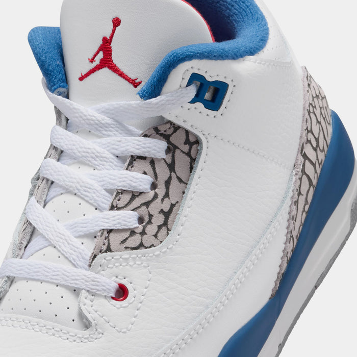 Air Jordan 3 Retro OG True Blue Preschool Lifestyle Shoes (White/Fire Red/True Blue)Free Shipping