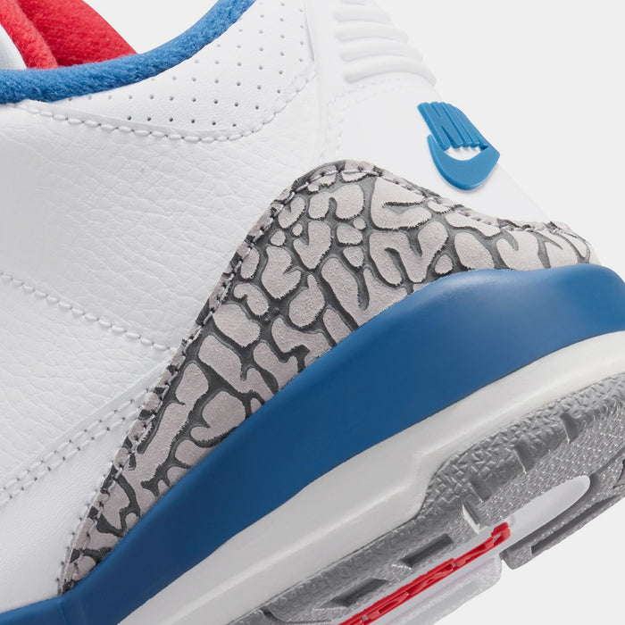 Air Jordan 3 Retro OG True Blue Preschool Lifestyle Shoes (White/Fire Red/True Blue)Free Shipping