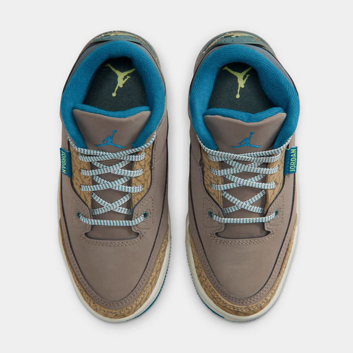 Air Jordan 3 Retro Olive Grey Preschool Lifestyle Shoes (Olive Grey/Green Abyss/Khaki/Sea Glass)