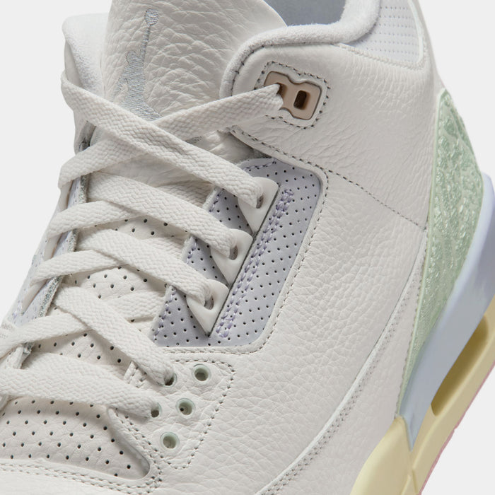 Air Jordan 3 Retro Sail And Jade Aura Mens Lifestyle Shoes (Sail/Jade Aura/Aura/Iced Carmine)