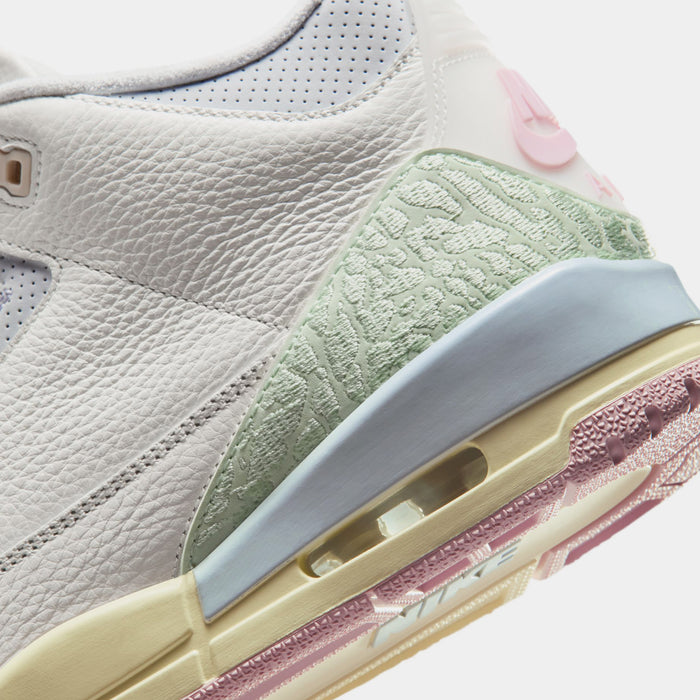 Air Jordan 3 Retro Sail And Jade Aura Mens Lifestyle Shoes (Sail/Jade Aura/Aura/Iced Carmine)