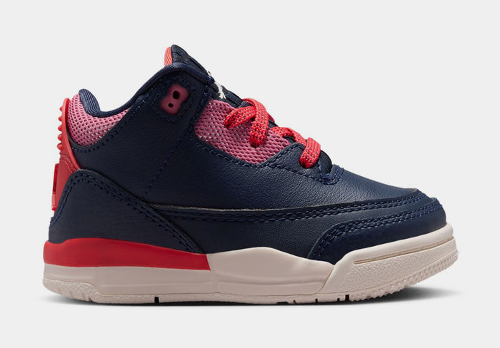 Air Jordan 3 Retro Sport Renaissance Infant Toddler Lifestyle Shoes (Obsidian/Chalk/Track Red) Free Shipping