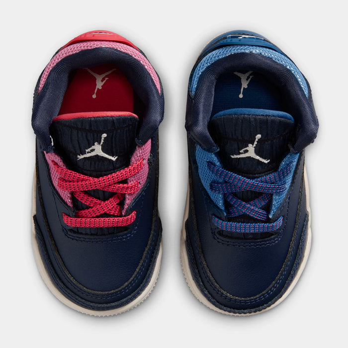 Air Jordan 3 Retro Sport Renaissance Infant Toddler Lifestyle Shoes (Obsidian/Chalk/Track Red) Free Shipping