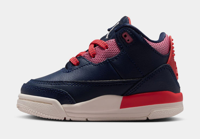 Air Jordan 3 Retro Sport Renaissance Infant Toddler Lifestyle Shoes (Obsidian/Chalk/Track Red) Free Shipping