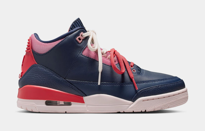 Air Jordan 3 Retro Sport Renaissance Womens Lifestyle Shoes (Obsidian/Chalk/Track Red)