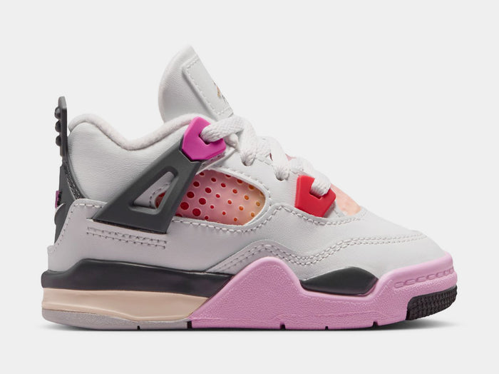 Air Jordan 4 Retro Comic Infant Toddler Lifestyle Shoes (Off White/Fire Pink/Anthracite)