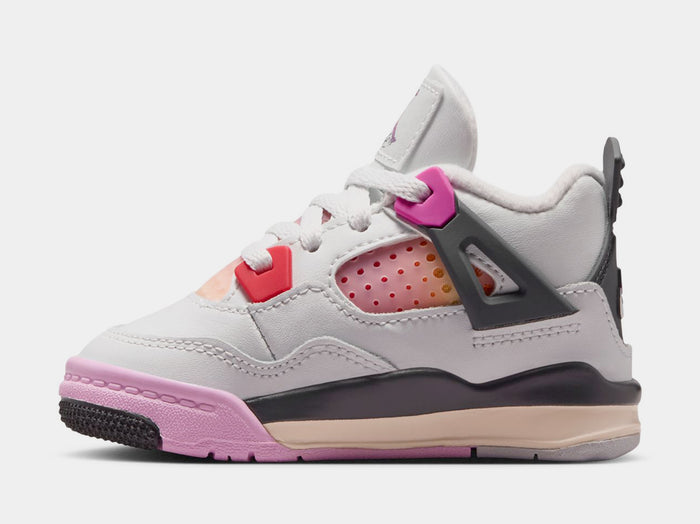 Air Jordan 4 Retro Comic Infant Toddler Lifestyle Shoes (Off White/Fire Pink/Anthracite)