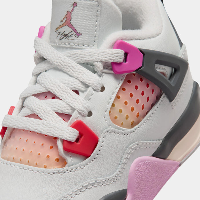 Air Jordan 4 Retro Comic Infant Toddler Lifestyle Shoes (Off White/Fire Pink/Anthracite)