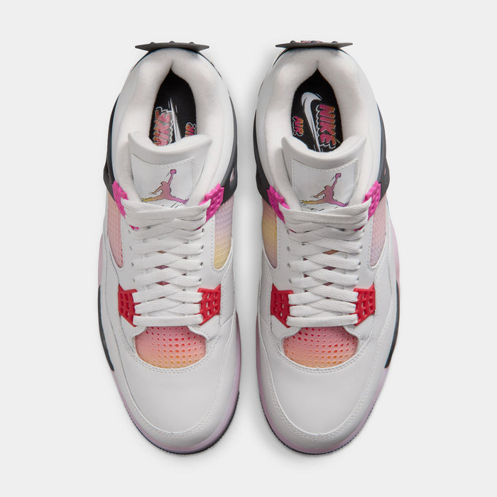 Air Jordan 4 Retro Comic Mens Lifestyle Shoes (Off White/Fire Pink/Anthracite)