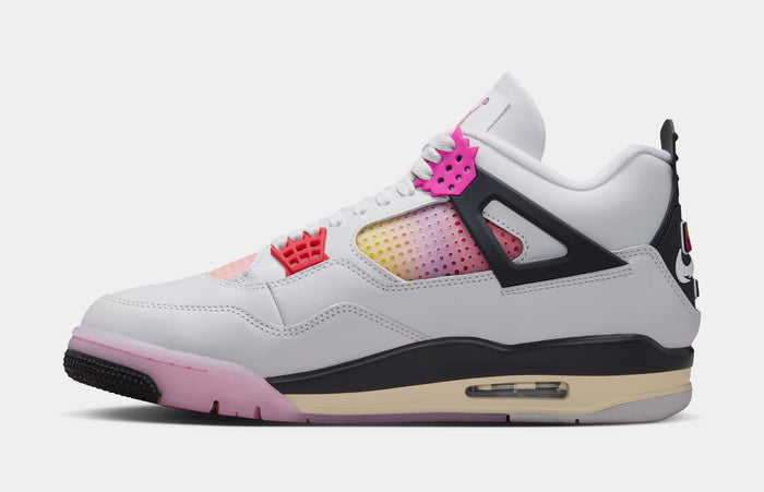 Air Jordan 4 Retro Comic Mens Lifestyle Shoes (Off White/Fire Pink/Anthracite)