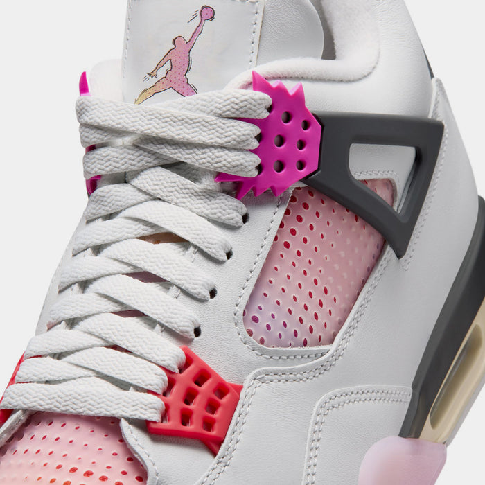 Air Jordan 4 Retro Comic Mens Lifestyle Shoes (Off White/Fire Pink/Anthracite)