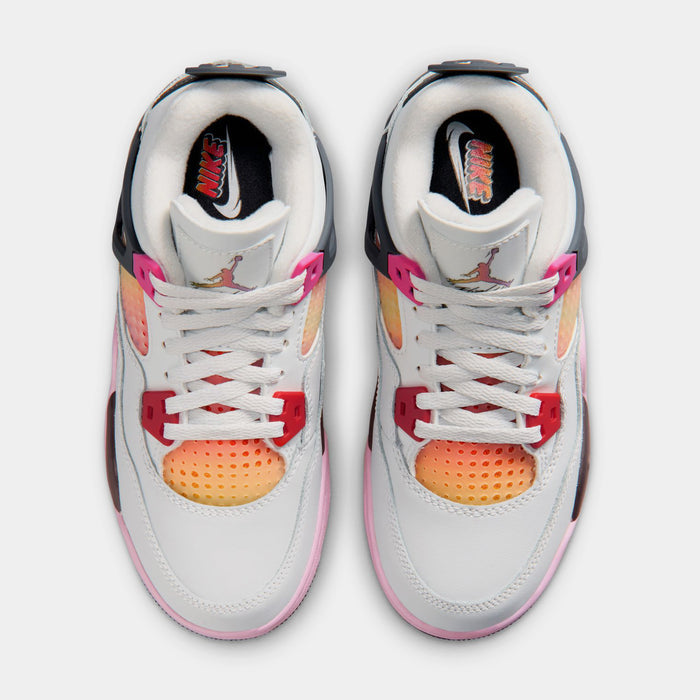 Air Jordan 4 Retro Comic Preschool Lifestyle Shoes (Off White/Fire Pink/Anthracite) Free Shipping