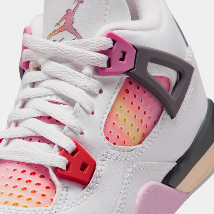 Air Jordan 4 Retro Comic Preschool Lifestyle Shoes (Off White/Fire Pink/Anthracite) Free Shipping