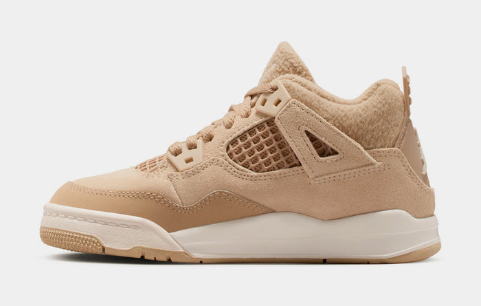 Air Jordan 4 Retro Cozy Girl Preschool Lifestyle Shoes (Hemp/ Light Orewood Brown)