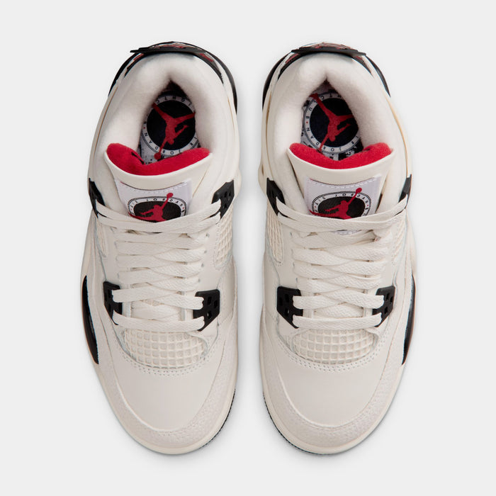 Air Jordan 4 Retro Flight Club Grade School Lifestyle Shoes (Sail/Black/University Red)