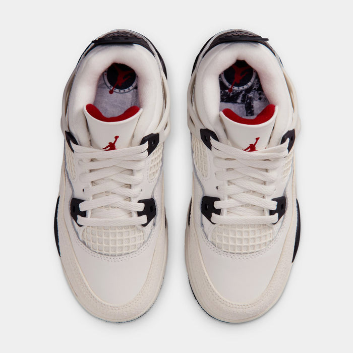 Air Jordan 4 Retro Flight Club Preschool Lifestyle Shoes (Sail/Black/University Red)
