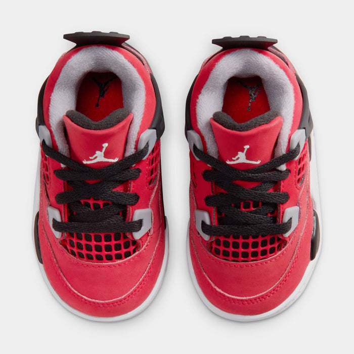 Air Jordan 4 Retro Toro Bravo Infant Toddler Lifestyle Shoes (Fire Red/White/Black/Cement Grey)