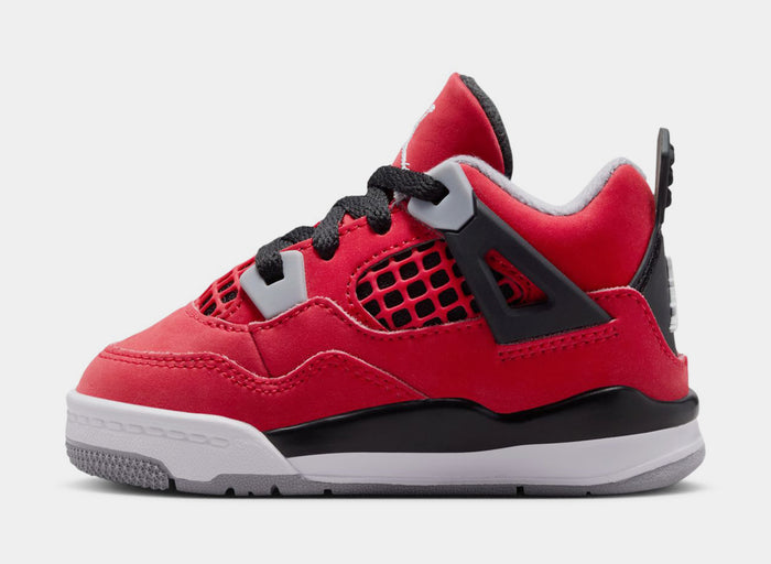 Air Jordan 4 Retro Toro Bravo Infant Toddler Lifestyle Shoes (Fire Red/White/Black/Cement Grey)