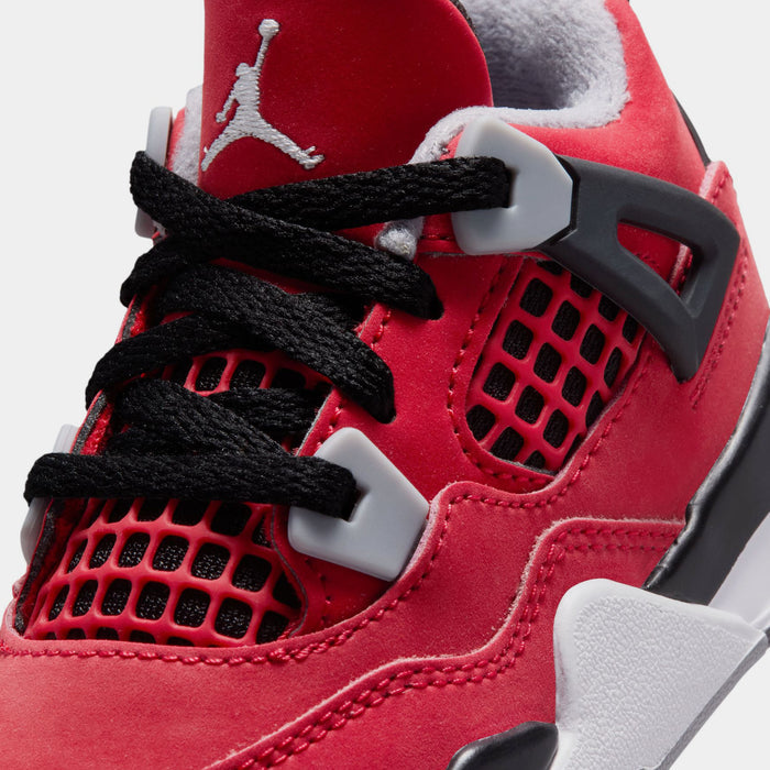 Air Jordan 4 Retro Toro Bravo Infant Toddler Lifestyle Shoes (Fire Red/White/Black/Cement Grey)