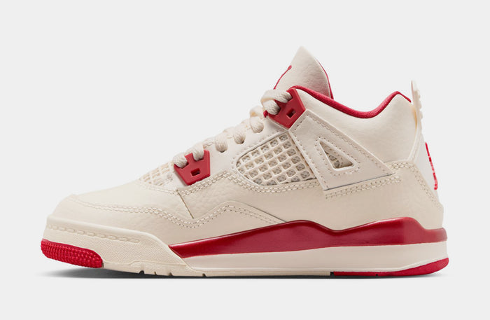 Air Jordan 4 Retro Valentines Day Preschool Lifestyle Shoes (Pale Ivory/Sierra Red/Tough Red)