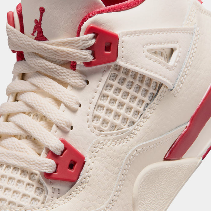Air Jordan 4 Retro Valentines Day Preschool Lifestyle Shoes (Pale Ivory/Sierra Red/Tough Red)