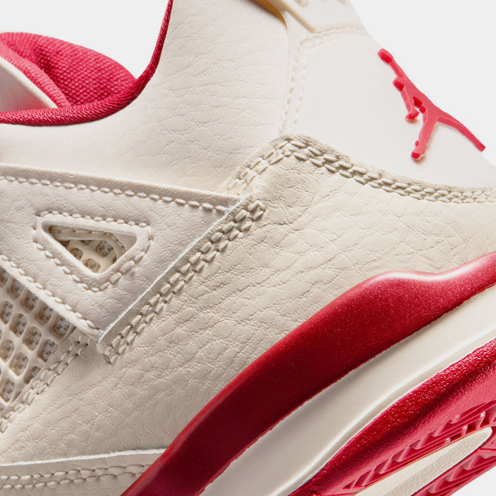 Air Jordan 4 Retro Valentines Day Preschool Lifestyle Shoes (Pale Ivory/Sierra Red/Tough Red)