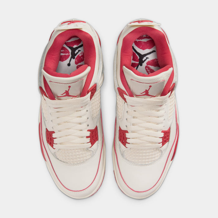 Air Jordan 4 Retro Valentines Day Womens Lifestyle Shoes (Pale Ivory/Sierra Red/Tough Red)