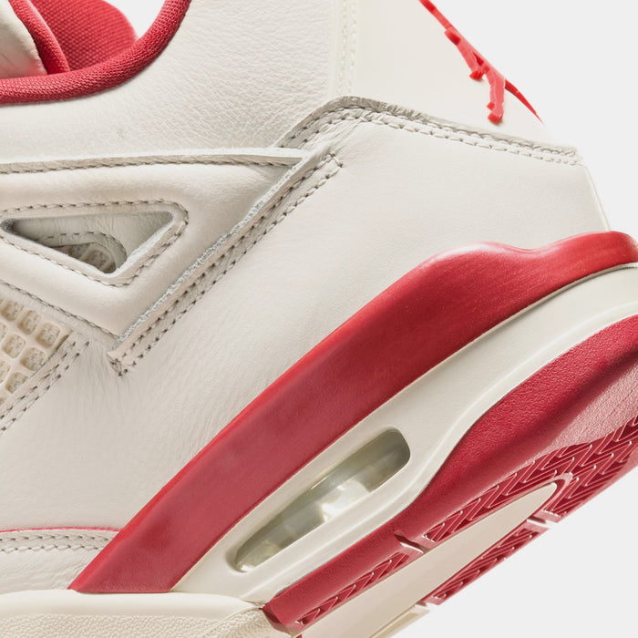 Air Jordan 4 Retro Valentines Day Womens Lifestyle Shoes (Pale Ivory/Sierra Red/Tough Red)