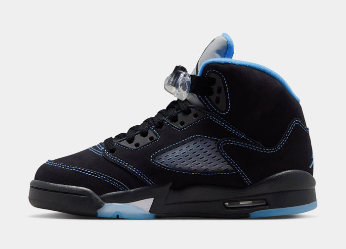 Air Jordan 5 Retro Black Carolina Grade School Lifestyle Shoes (Black/University Blue/White) Free Shipping