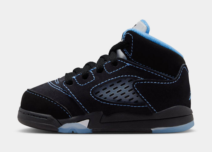 Air Jordan 5 Retro Black Carolina Infant Toddler Lifestyle Shoes (Black/University Blue/White) Free Shipping