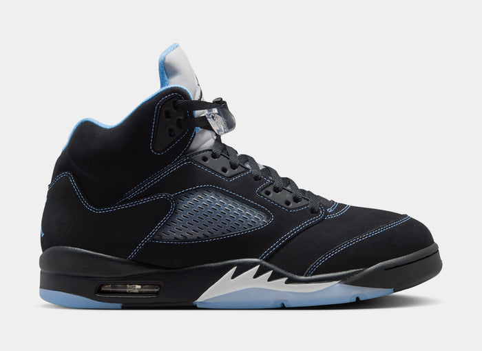 Air Jordan 5 Retro Black Carolina Mens Lifestyle Shoes (Black/University Blue/White)