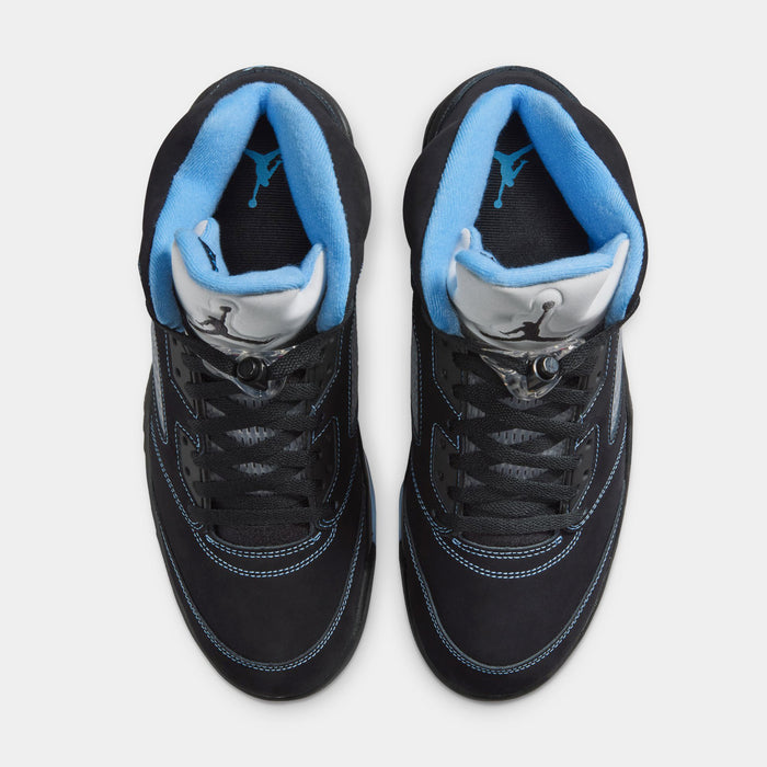 Air Jordan 5 Retro Black Carolina Mens Lifestyle Shoes (Black/University Blue/White)