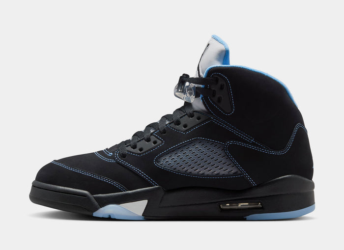 Air Jordan 5 Retro Black Carolina Mens Lifestyle Shoes (Black/University Blue/White)