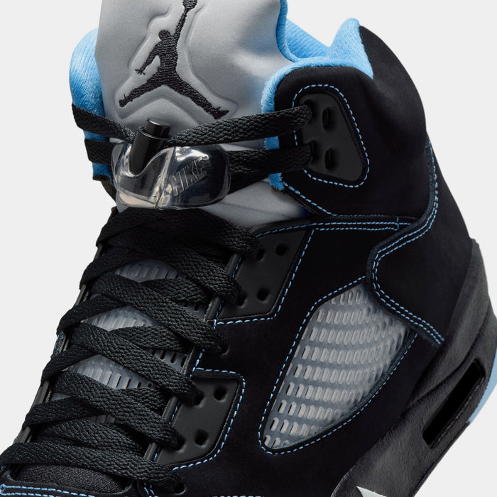 Air Jordan 5 Retro Black Carolina Mens Lifestyle Shoes (Black/University Blue/White)