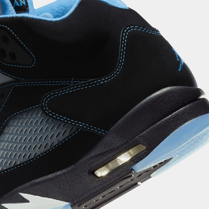 Air Jordan 5 Retro Black Carolina Mens Lifestyle Shoes (Black/University Blue/White)