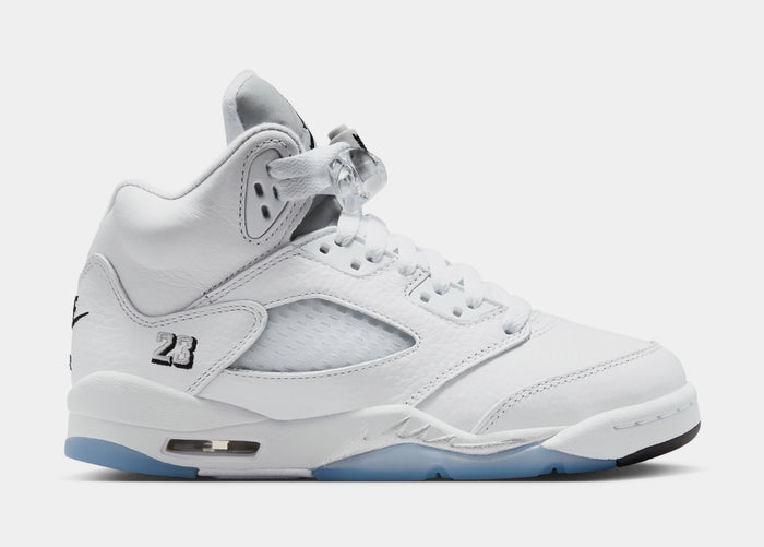 Air Jordan 5 Retro OG White Metallic Grade School Lifestyle Shoes (White/Black/Metallic Silver) Free Shipping