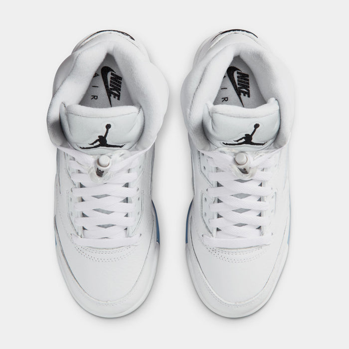 Air Jordan 5 Retro OG White Metallic Grade School Lifestyle Shoes (White/Black/Metallic Silver) Free Shipping