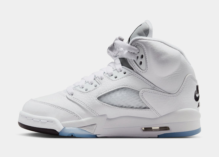 Air Jordan 5 Retro OG White Metallic Grade School Lifestyle Shoes (White/Black/Metallic Silver) Free Shipping
