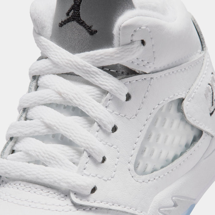 Air Jordan 5 Retro OG White Metallic Infant Toddler Lifestyle Shoes (White/Black/Metallic Silver) Free Shipping