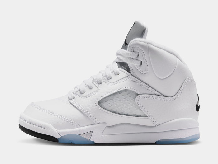 Air Jordan 5 Retro OG White Metallic Preschool Lifestyle Shoes (White/Black/Metallic Silver) Free Shipping