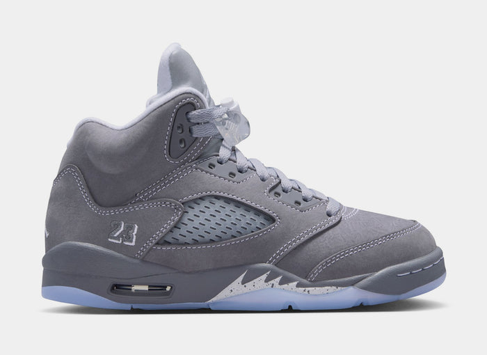 Air Jordan 5 Retro Wolf Grey Grade School Lifestyle Shoes (Light Graphite/White/Wolf Grey) Limit One Per Customer