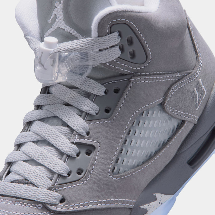 Air Jordan 5 Retro Wolf Grey Grade School Lifestyle Shoes (Light Graphite/White/Wolf Grey) Limit One Per Customer