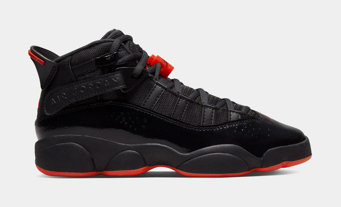 Air Jordan 6 Rings Grade School Basketball Shoes (Black/Infrared 23/Black)