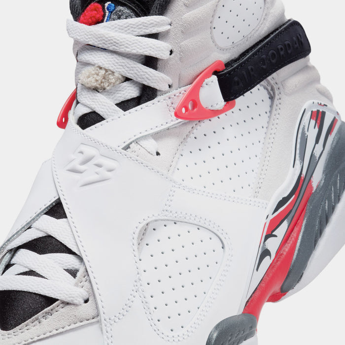 Air Jordan 8 Retro White And True Red Mens Lifestyle Shoes (White/Black/True/Red)
