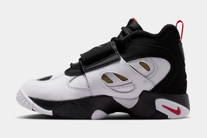 Air Diamond Turf II Grade School Basketball Shoes (Black/White/Fire Red/Metallic Gold)