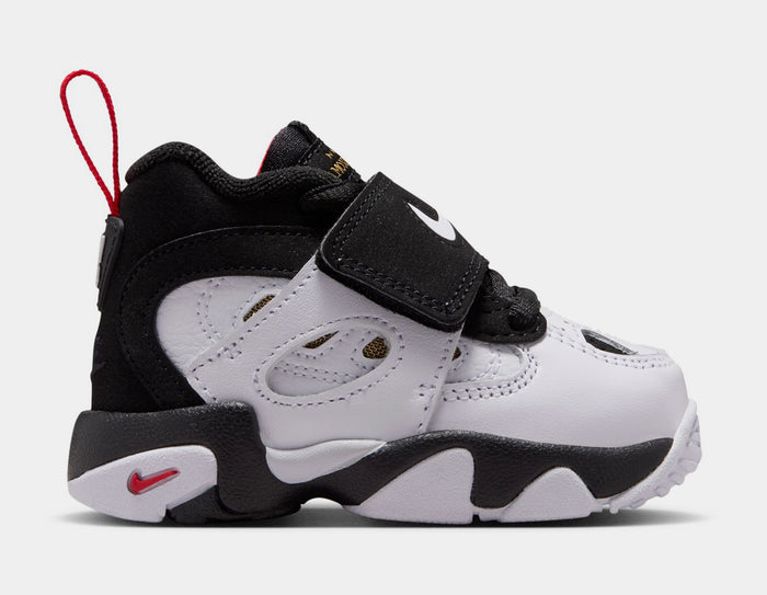 Air Diamond Turf II Infant Toddler Basketball Shoes (Black/White/Fire Red/Metallic Gold)