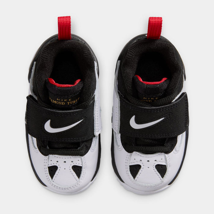 Air Diamond Turf II Infant Toddler Basketball Shoes (Black/White/Fire Red/Metallic Gold)