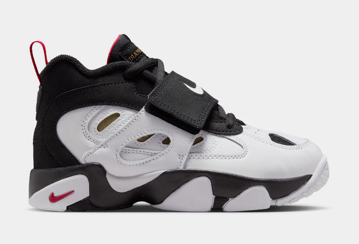 Air Diamond Turff II Preschool Basketball Shoes (Black/White/Fire Red/Metallic Gold)