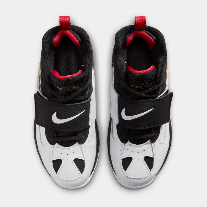 Air Diamond Turff II Preschool Basketball Shoes (Black/White/Fire Red/Metallic Gold)